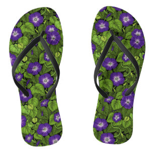 Morning glory in purple and green jandals