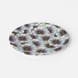 Morning Glory Purple and White Paper Plate