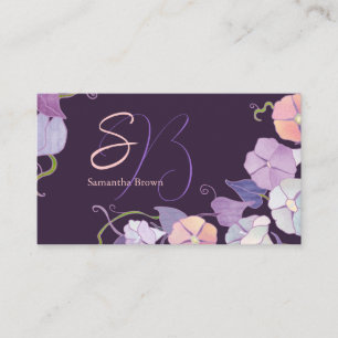 Morning Glory Purple Monogram Business Card
