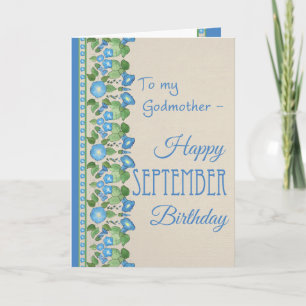 Morning Glory September Birthday Card: Godmothe Card