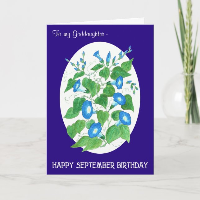 Morning Glory September Birthday for Goddaughter Card (Front)