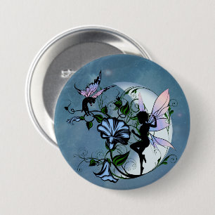Morning Glory Shadow Fairy and Cosmic Cat 7.5 Cm Round Badge