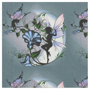 Morning Glory Shadow Fairy and Cosmic Cat Fabric