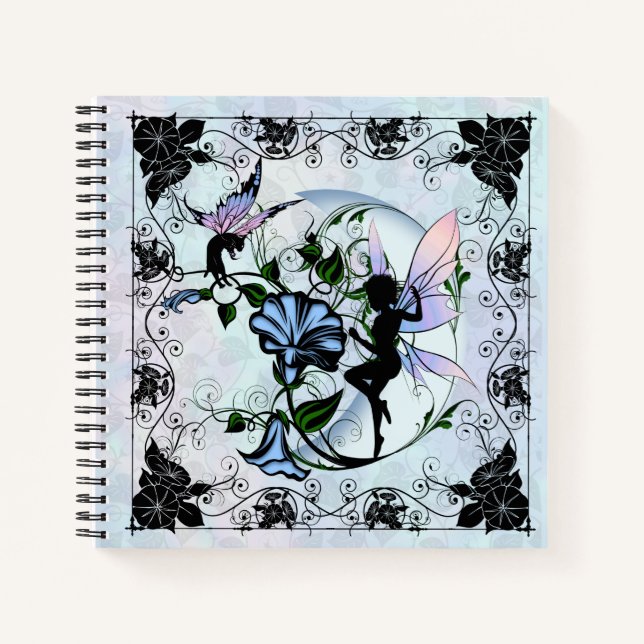 Morning Glory Shadow Fairy and Cosmic Cat Notebook (Front)