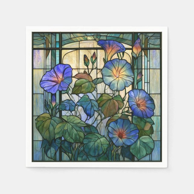 Morning glory stained glass napkin (Front)