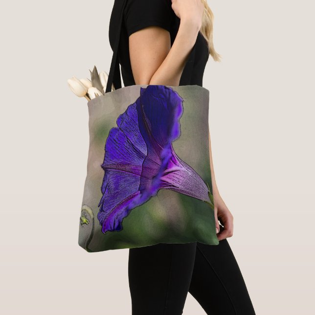 Morning Glory Tote Bag - Flower Fashion Bag (Close Up)