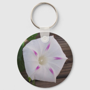 Morning Glory White Key Ring