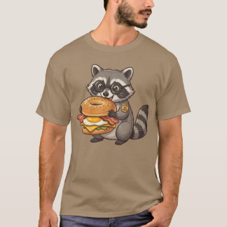 Morning Goals Raccoon Funny Breakfast Sandwich T-S T-Shirt