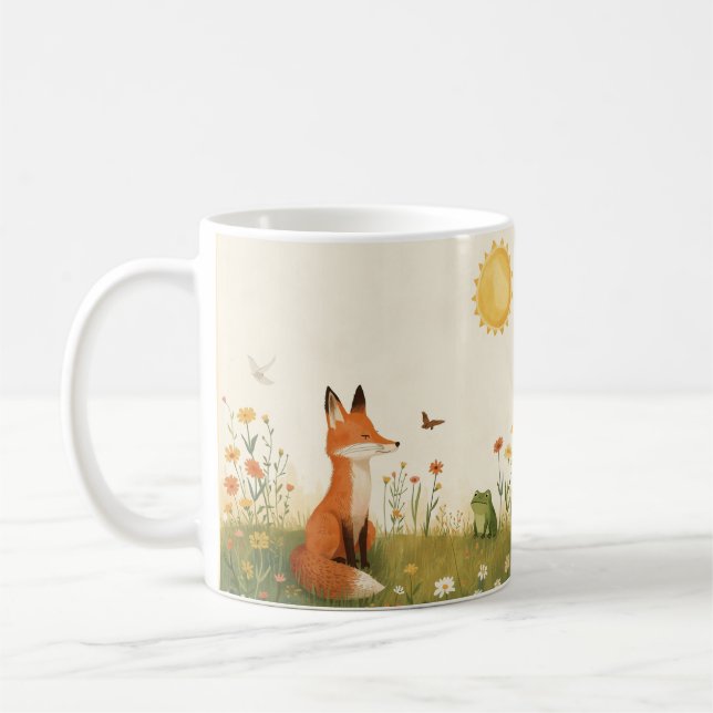 Morning Harmony – Cosy Fox and Frog Coffee Mug (Left)