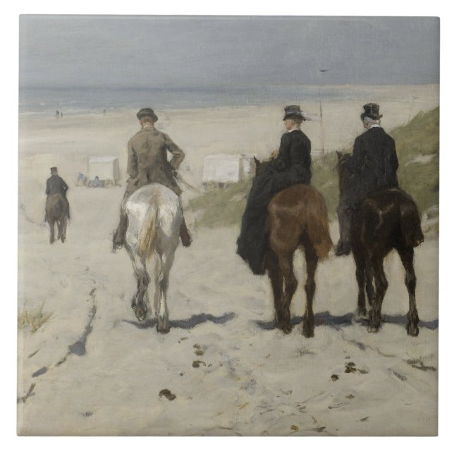 Morning Horse Ride on the Beach (by Anton Mauve) Tile (Front)