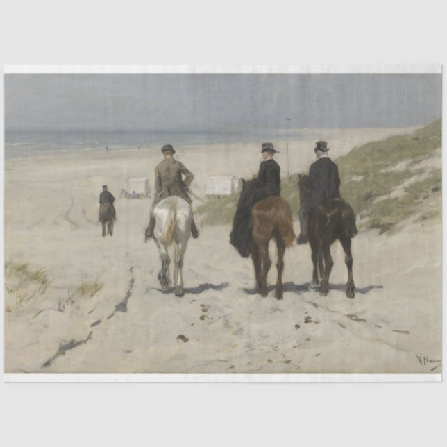 Morning Horse Ride on the Beach (by Anton Mauve) Tissue Paper (Front)