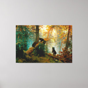 Morning in a Pine Forest Bear with Cubs Shishkin Canvas Print
