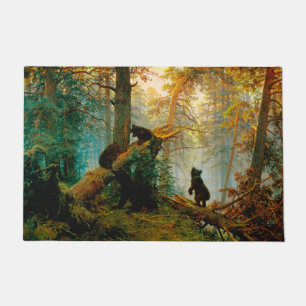 Morning in a Pine Forest Bear with Cubs Shishkin Doormat