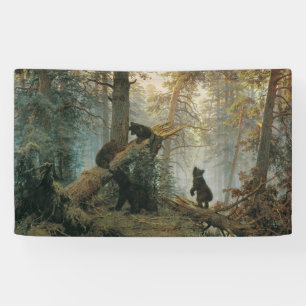 Morning in a Pine Forest (Bears in the Woods) Banner