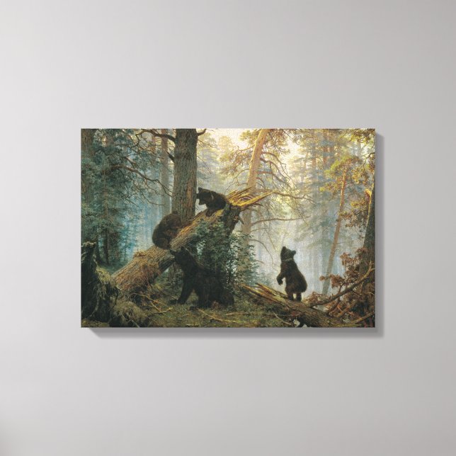 Morning in a Pine Forest (Bears in the Woods) Canvas Print (Front)