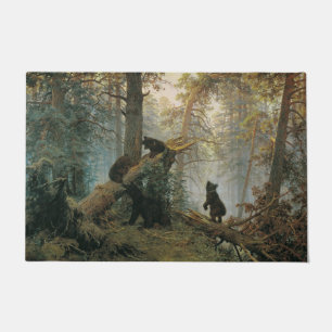 Morning in a Pine Forest (Bears in the Woods) Doormat