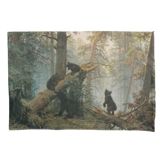 Morning in a Pine Forest (Bears in the Woods) Pillowcase (Front-Left)