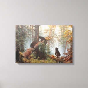 Morning in a pine forest fine art canvas print