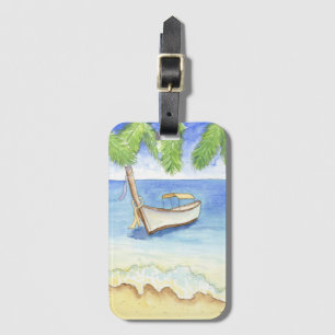Morning in Bali Watercolor Luggage Tag