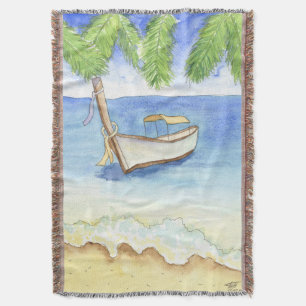 Morning in Bali Watercolor Throw Blanket