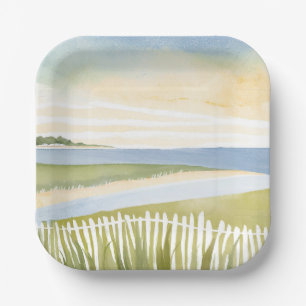 Morning in Chatham Cape Cod Watercolor Painting Paper Plate