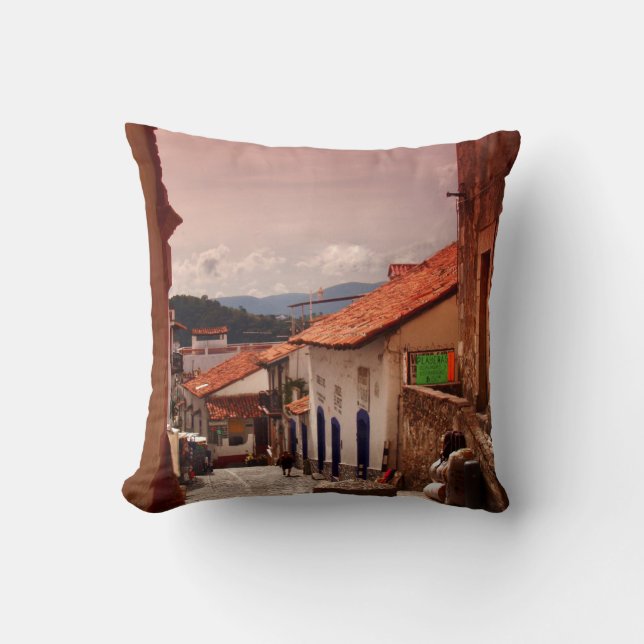 Morning In Taxco Street Cushion (Front)