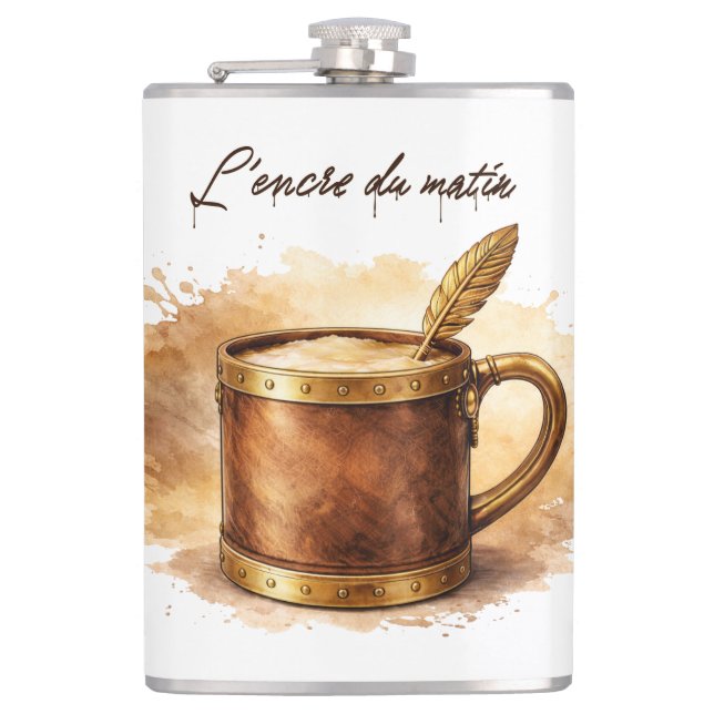 Morning Ink Cup Hip Flask (Front)