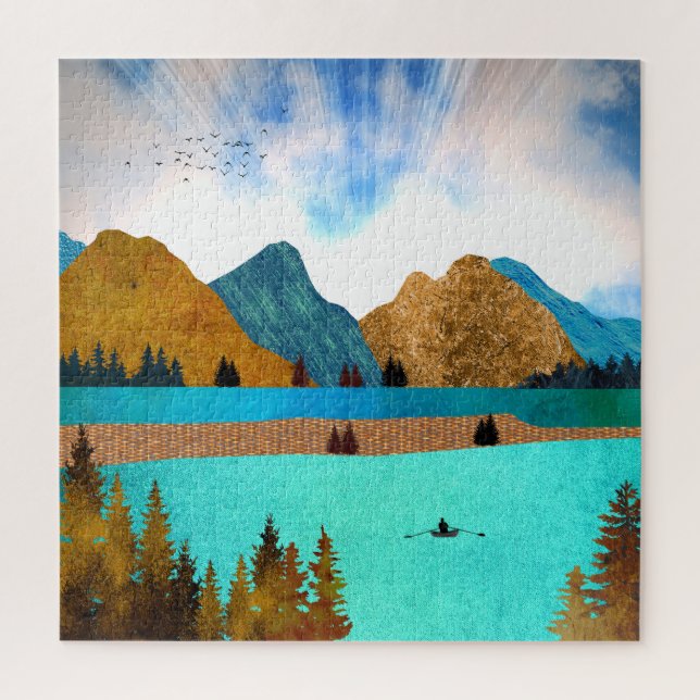 Morning Lake Rower Jigsaw Puzzle (Vertical)