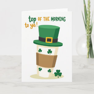 Morning Leprechaun Coffee Cup Card