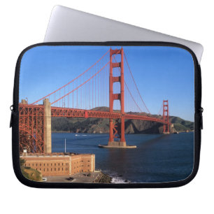 Morning light bathes the Golden Gate Bridge Laptop Sleeve