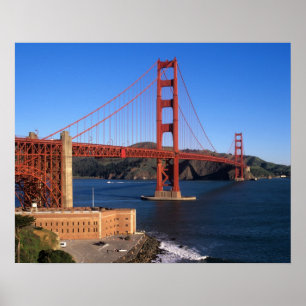 Morning light bathes the Golden Gate Bridge Poster