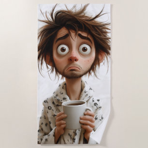Morning Madness: Coffee First, Questions Later Beach Towel