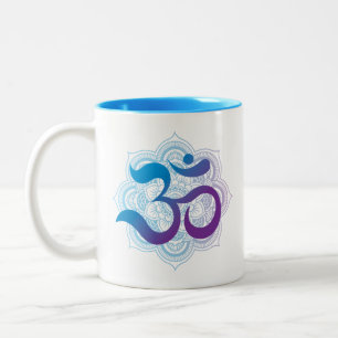 Morning Mantra Purple Blue Om Two-Tone Coffee Mug