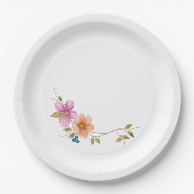Morning Meadow Blooms Paper Plate (Front)