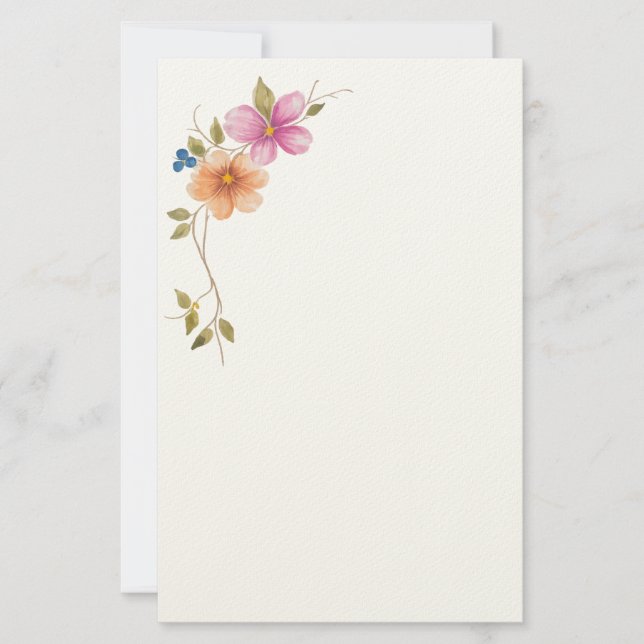 Morning Meadow Blooms  Stationery (Front)