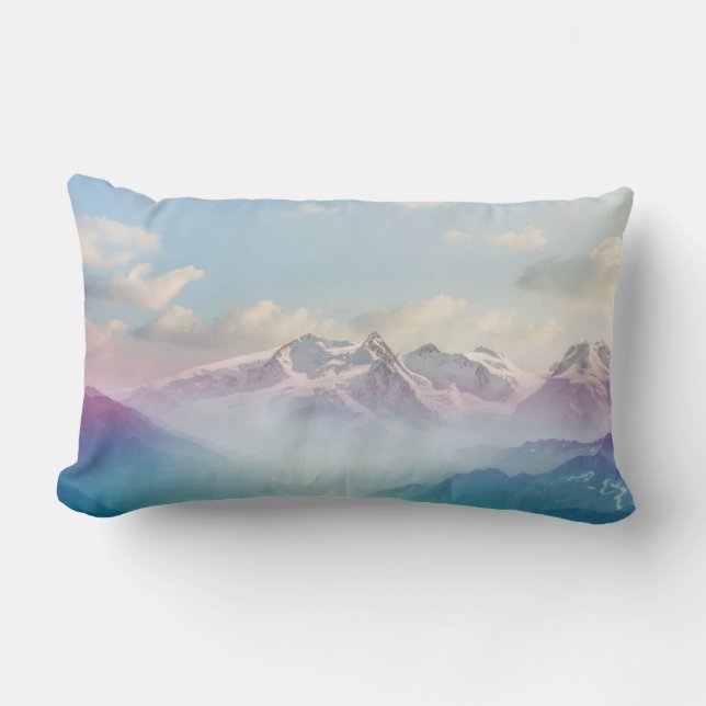 Morning Mist in an Alpine Valley Lumbar Cushion (Front)
