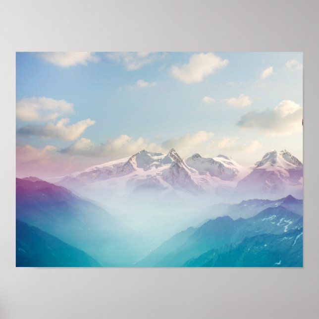 Morning Mist in an Alpine Valley Poster (Front)