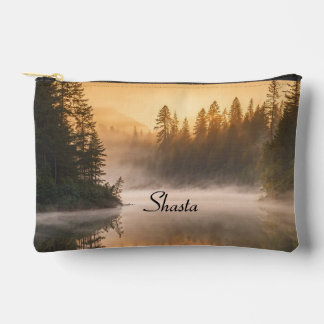 Morning Mist on River in the Pines Personal Name Accessory Pouch