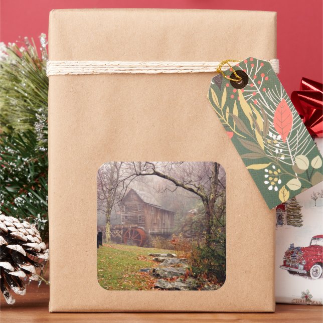 Morning Mist Square Sticker (Holiday)