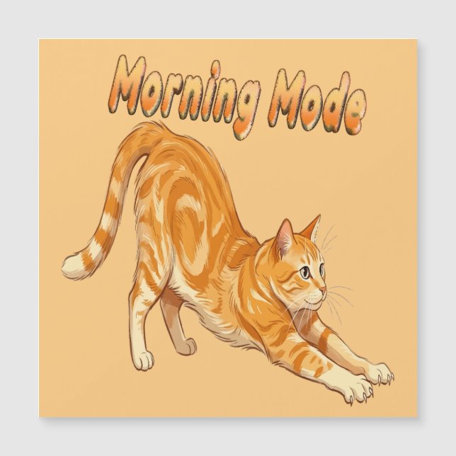 Morning Mode Orange Tabby Cat Stretching Funny Cat (Front)
