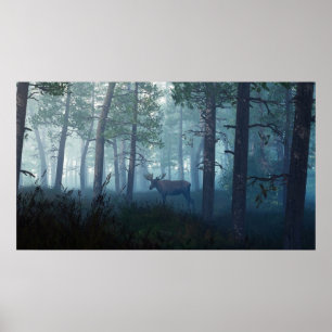 Morning Moose Poster