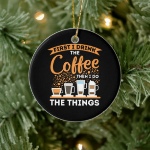 Morning Motivation Boost - Coffee Lover Mantra Ceramic Tree Decoration