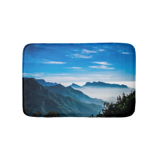 Morning Mountain Mist Landscape Bath Mat (Front)
