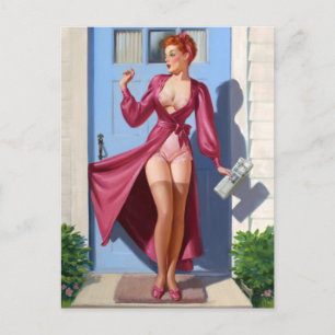 Morning Newspaper Pin Up Postcard