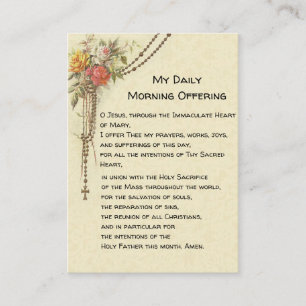 Morning Offering Catholic Prayer Floral Holy Card
