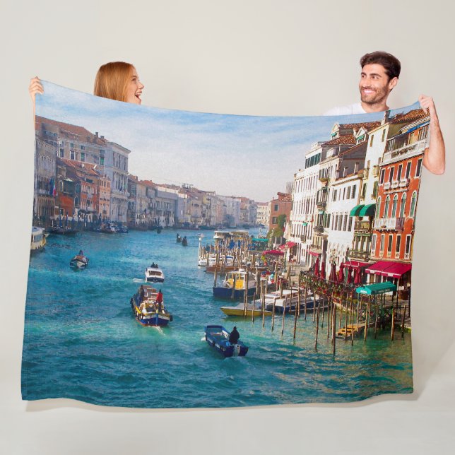 MORNING ON THE GRAND CANAL Large Fleece Blanket (In Situ)