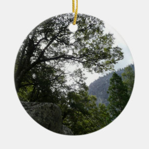 Morning on the Trail to Vernal Falls in Yosemite Ceramic Tree Decoration