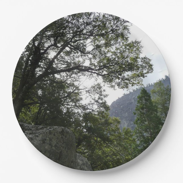 Morning on the Trail to Vernal Falls in Yosemite Paper Plate (Front)