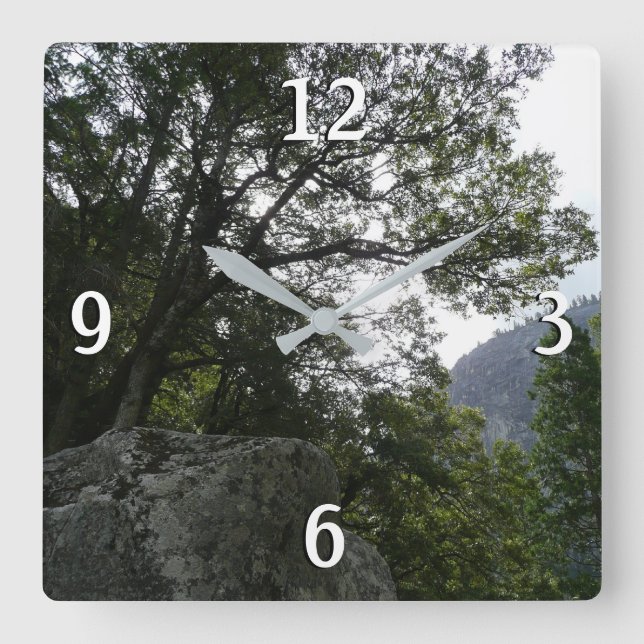 Morning on the Trail to Vernal Falls in Yosemite Square Wall Clock (Front)