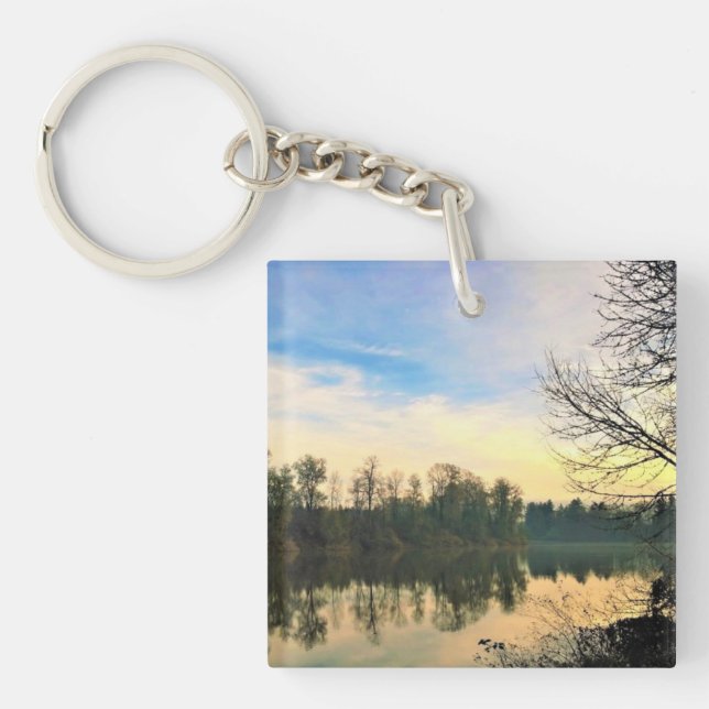 Morning on the Willamette River, OR Key Ring (Front)